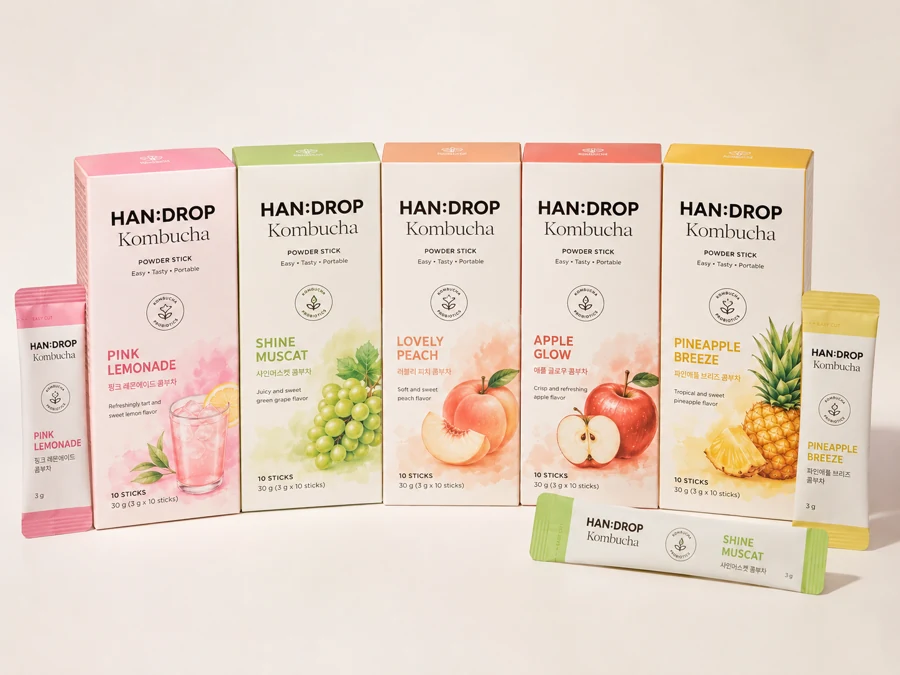 HAN:DROP Kombucha powdered stick pack range