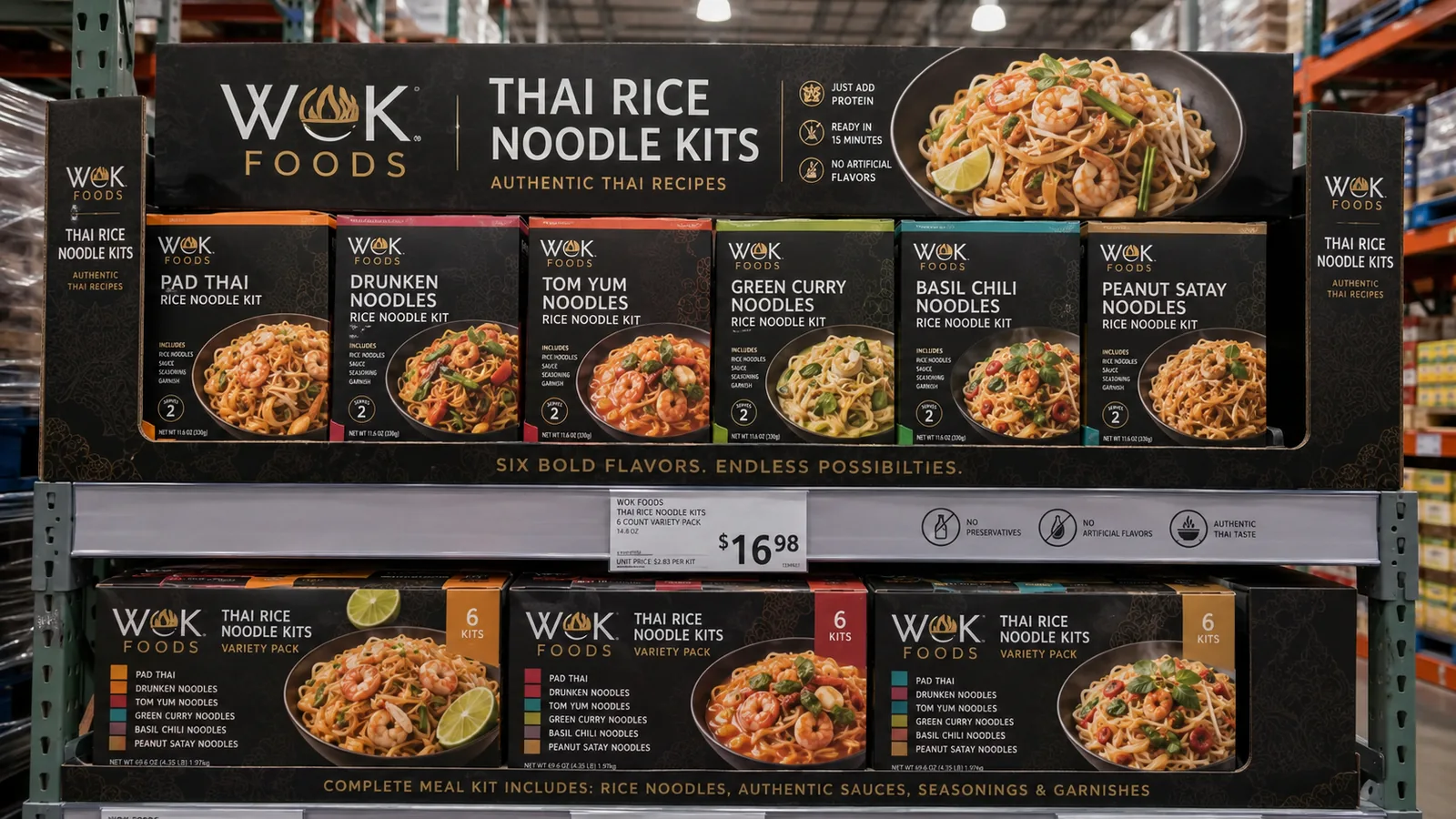Thai Rice Noodle Kits shelf display